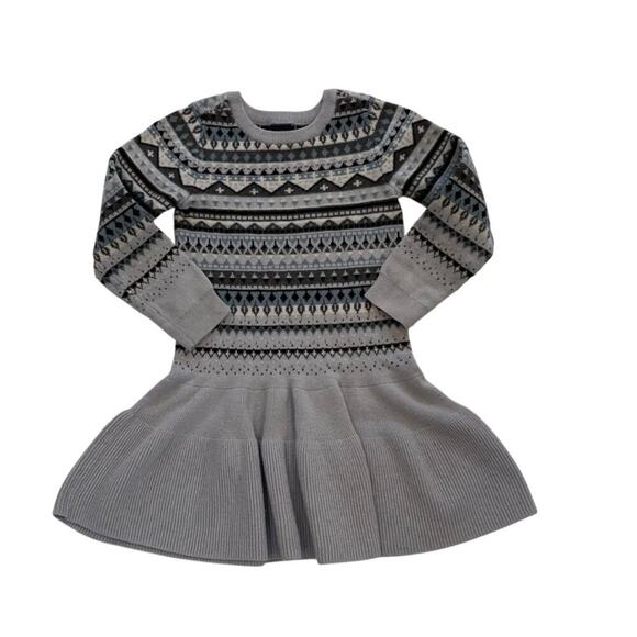 Girls Bundle 2 Fair Isle Sweater Dresses, Cotton, Wool Gap Gymboree, Penguin 5T - Picture 2 of 10
